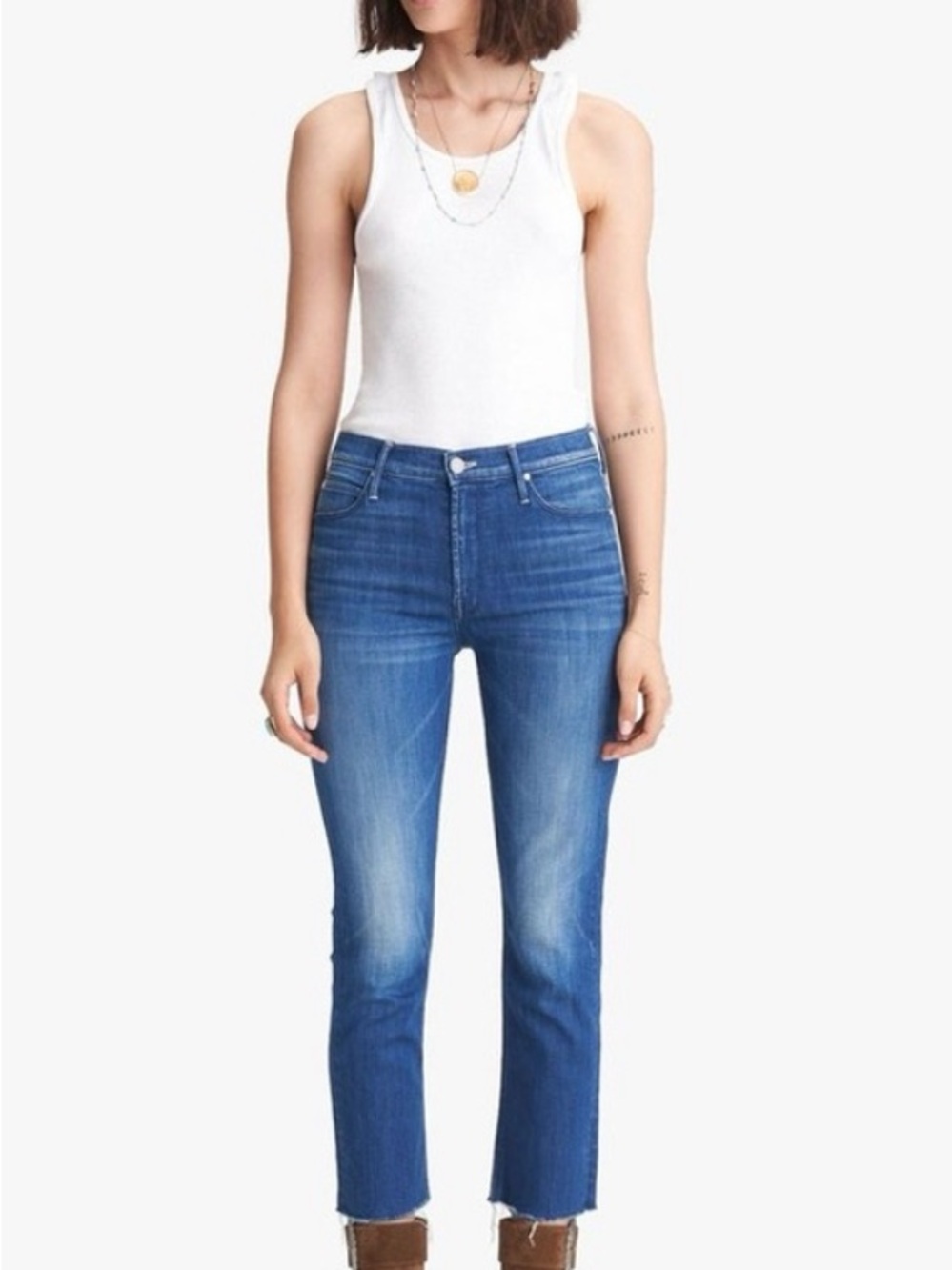 MOTHER Mid Rise Dazzler Crop Cropped Fray -Squeeze it